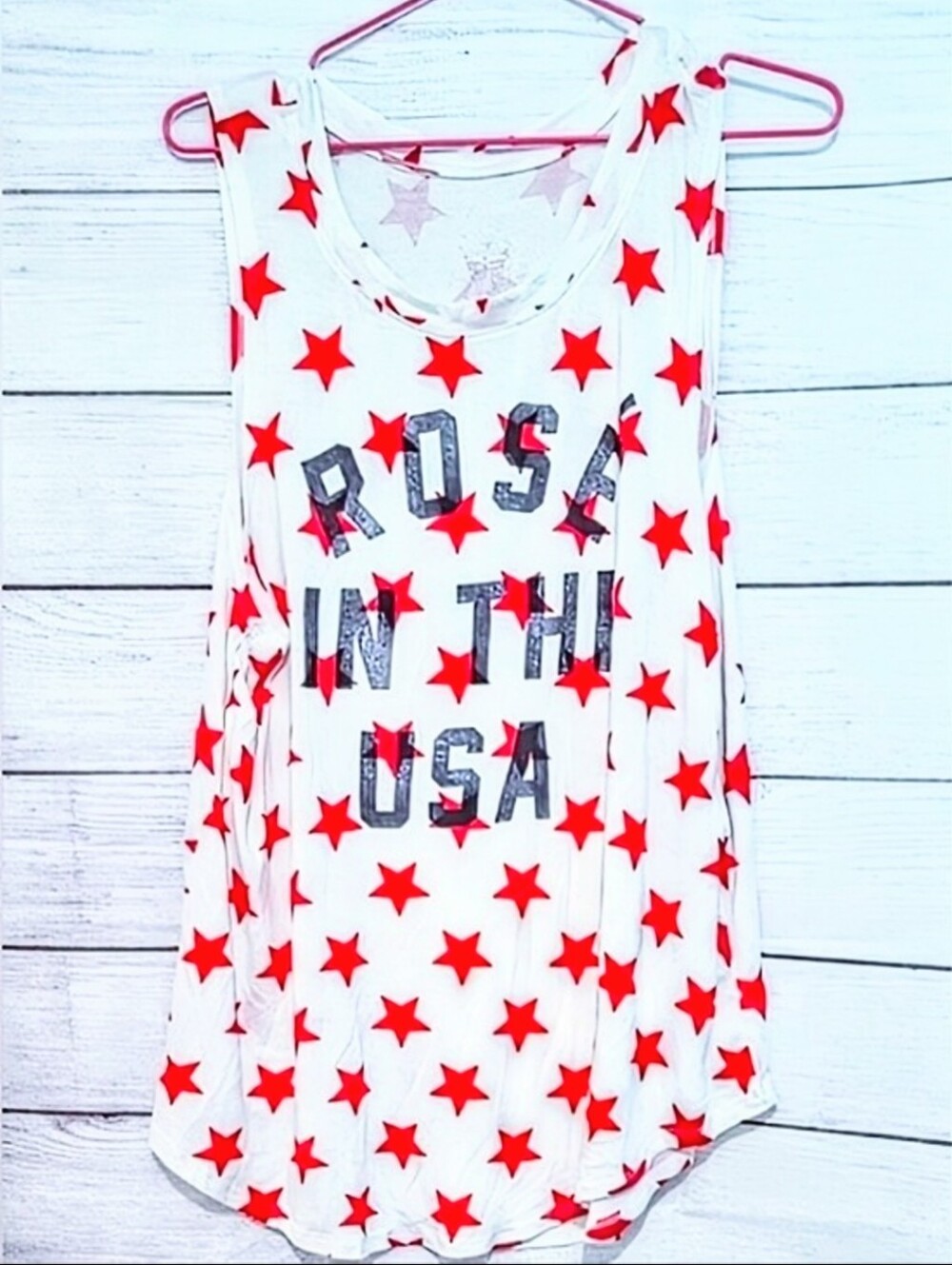 Nwot Grayson Threads Allover Star ⭐ Print graphic Summer tank Top Size XXL